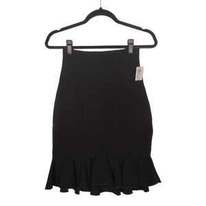 WINDSOR Ruffle Hem Peplum Bodycon Mini Black Skirt X-Small NWT